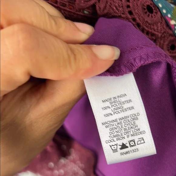 1. State Red and Purple Tie Front Ruffled Blouse - Picture 10 of 11